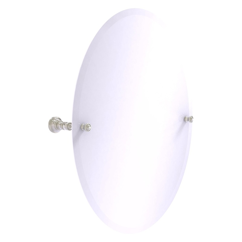 Allied Brass Carolina 21" x 4.8" Satin Nickel Solid Brass Frameless Oval Tilt Mirror With Beveled Edge