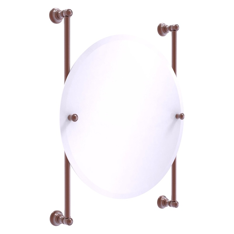 Allied Brass Carolina 22" x 4.4" Antique Copper Solid Brass Round Frameless Rail-Mounted Mirror