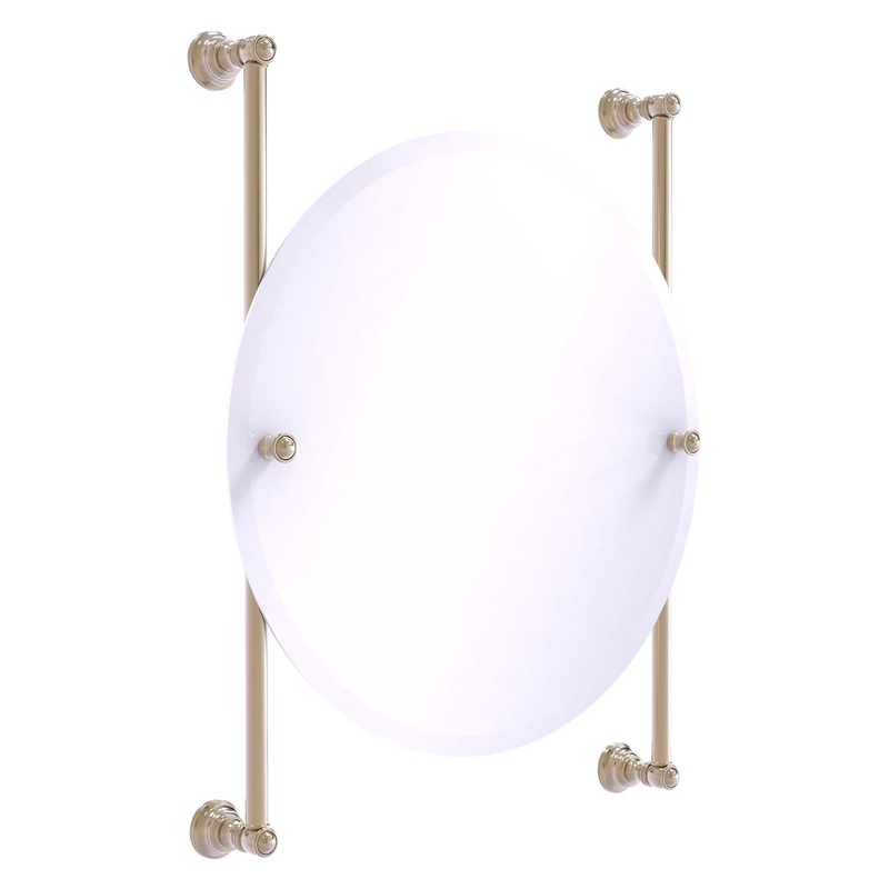 Allied Brass Carolina 22" x 4.4" Antique Pewter Solid Brass Round Frameless Rail-Mounted Mirror