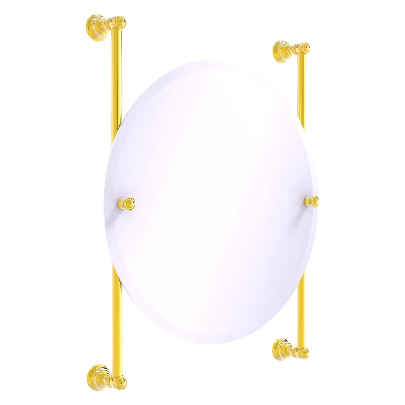 Allied Brass Carolina 22" x 4.4" Polished Brass Solid Brass Round Frameless Rail-Mounted Mirror