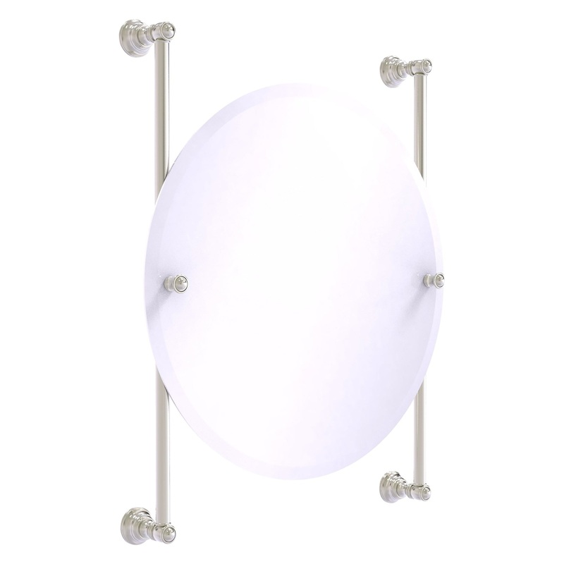 Allied Brass Carolina 22" x 4.4" Satin Nickel Solid Brass Round Frameless Rail-Mounted Mirror