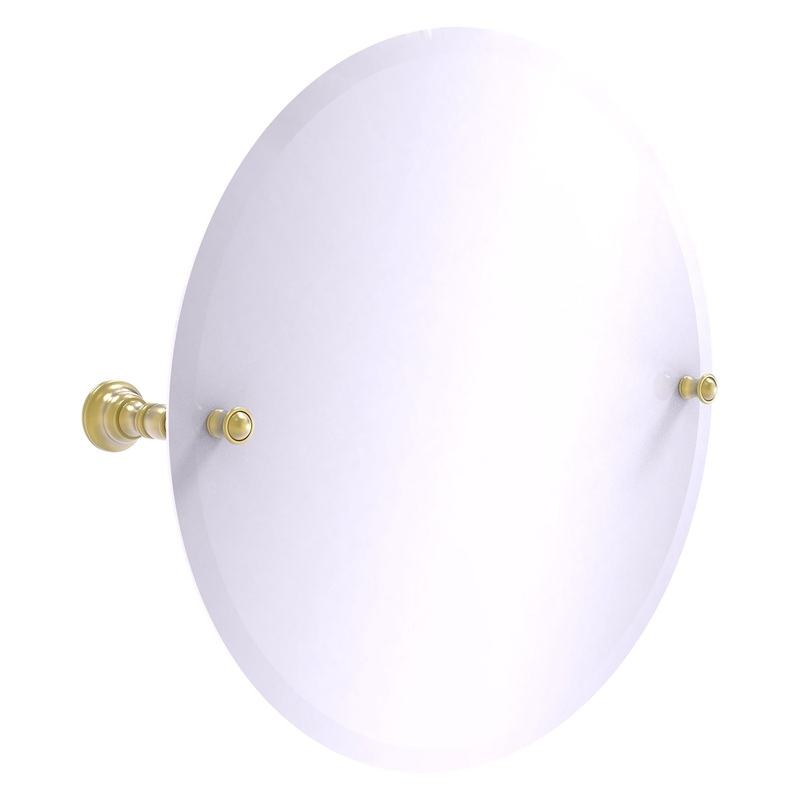 Allied Brass Carolina 22" x 4.8" Satin Brass Solid Brass Frameless Round Tilt Mirror With Beveled Edge