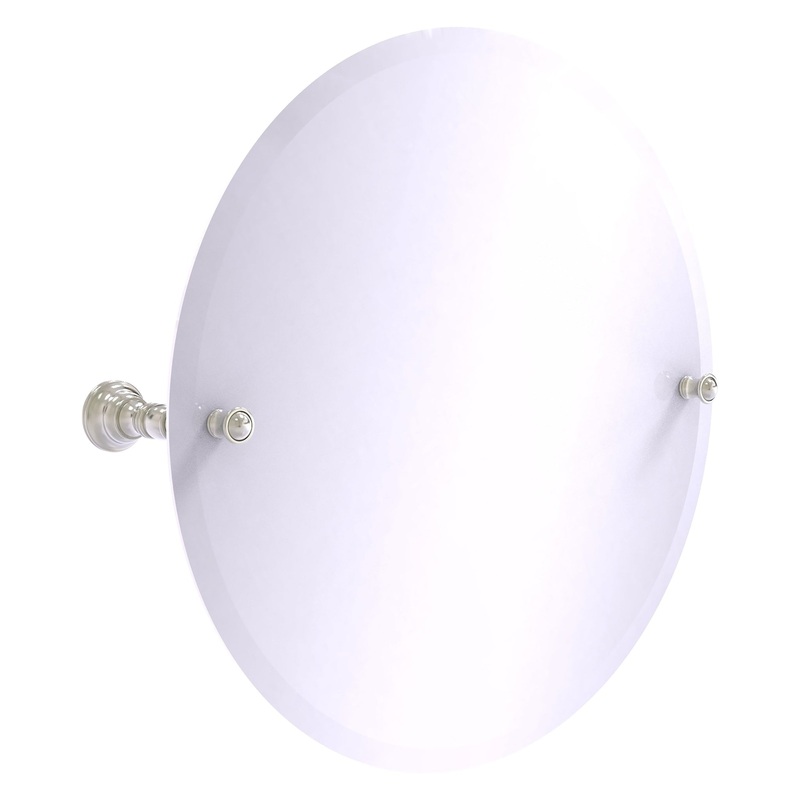 Allied Brass Carolina 22" x 4.8" Satin Nickel Solid Brass Frameless Round Tilt Mirror With Beveled Edge