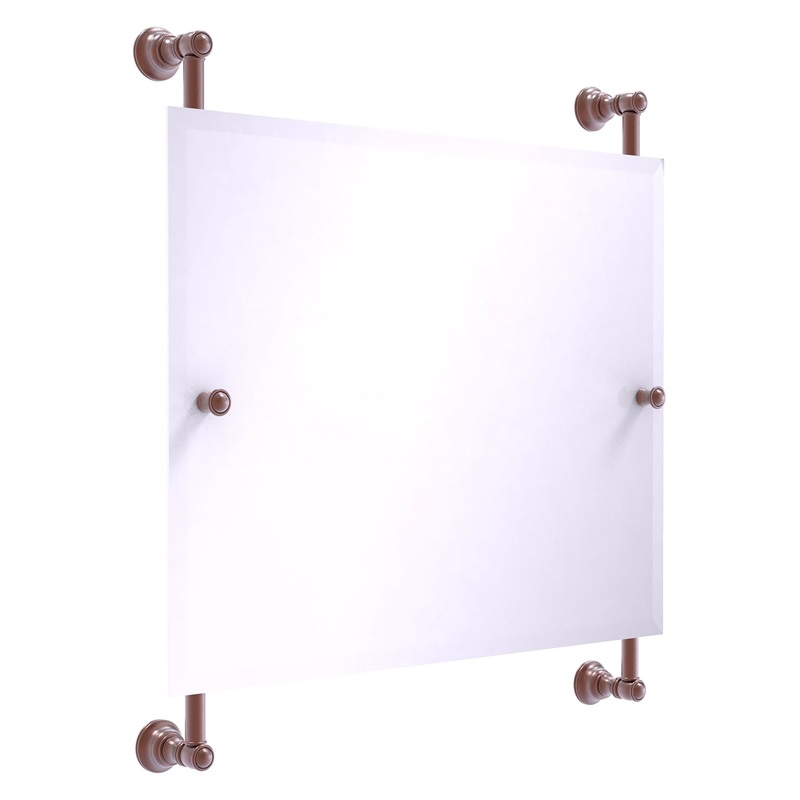 Allied Brass Carolina 26" x 4.4" Antique Copper Solid Brass Landscape Rectangular Frameless Rail-Mounted Mirror