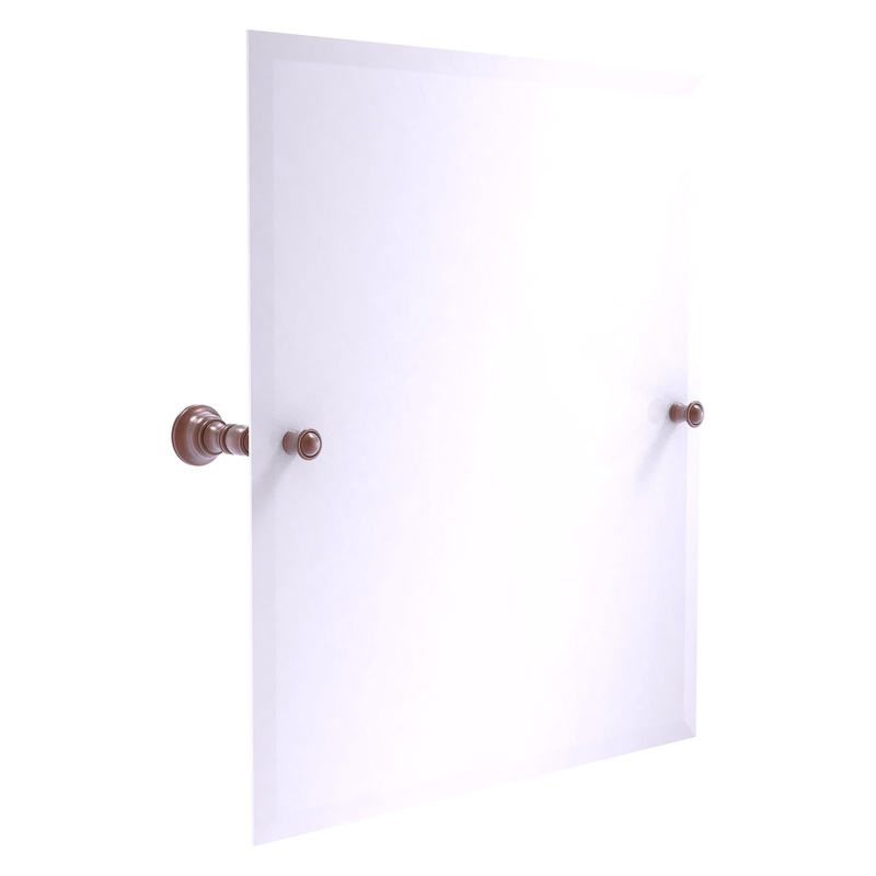 Allied Brass Carolina 21.8" x 4.8" Antique Copper Solid Brass Frameless Rectangular Tilt Mirror With Beveled Edge