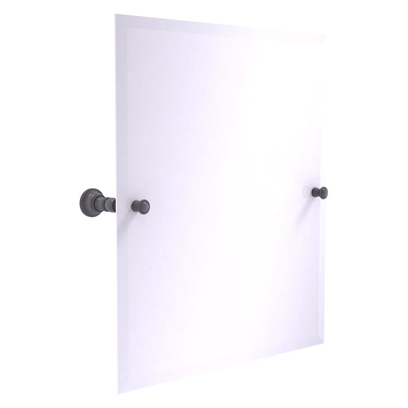 Allied Brass Carolina 21.8" x 4.8" Matte Gray Solid Brass Frameless Rectangular Tilt Mirror With Beveled Edge