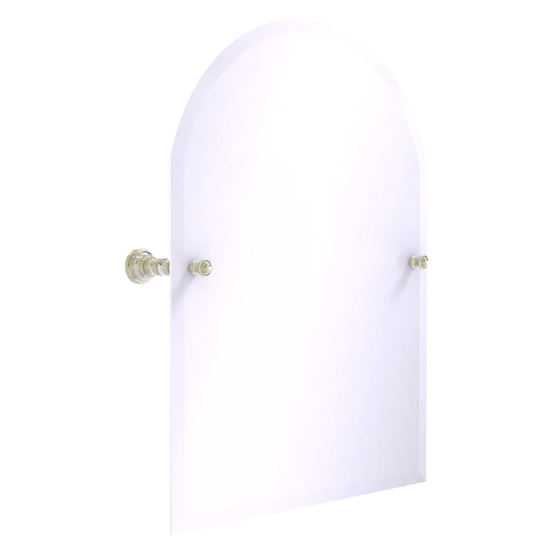Allied Brass Carolina 21.8" x 4.8" Polished Nickel Solid Brass Arched Top Tilt Mirror With Beveled Edge
