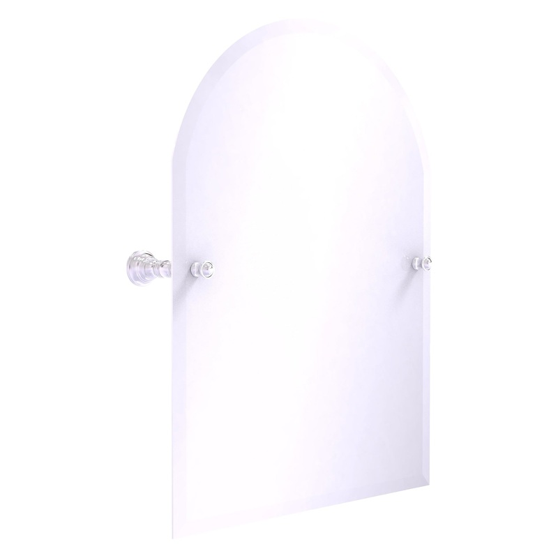 Allied Brass Carolina 21.8" x 4.8" Satin Chrome Solid Brass Arched Top Tilt Mirror With Beveled Edge