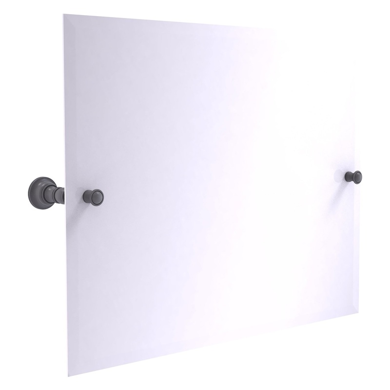 Allied Brass Carolina 26" x 4.8" Matte Gray Solid Brass Frameless Landscape Rectangular Tilt Mirror With Beveled Edge