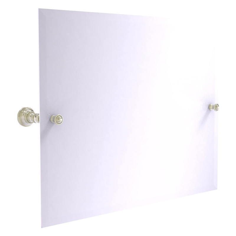 Allied Brass Carolina 26" x 4.8" Polished Nickel Solid Brass Frameless Landscape Rectangular Tilt Mirror With Beveled Edge