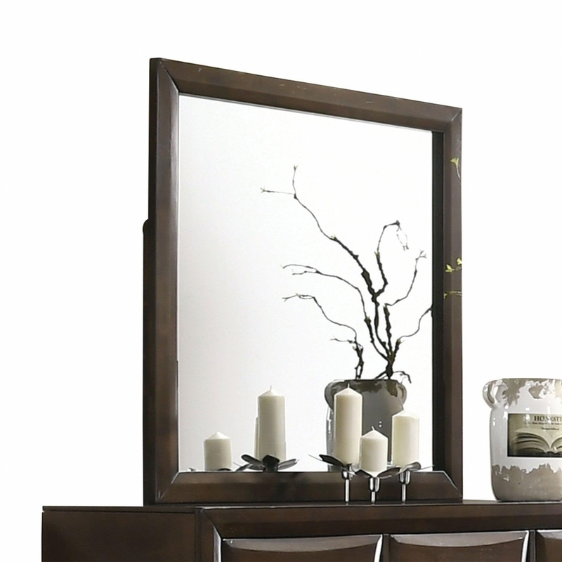 HomeRoots Wooden Rectangular Mirror in Walnut Brown Finish