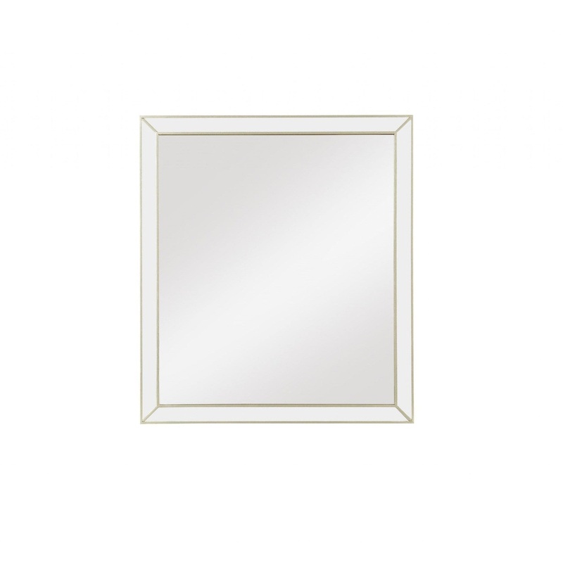 HomeRoots Wooden Rectangular Mirror With Champaign Finish