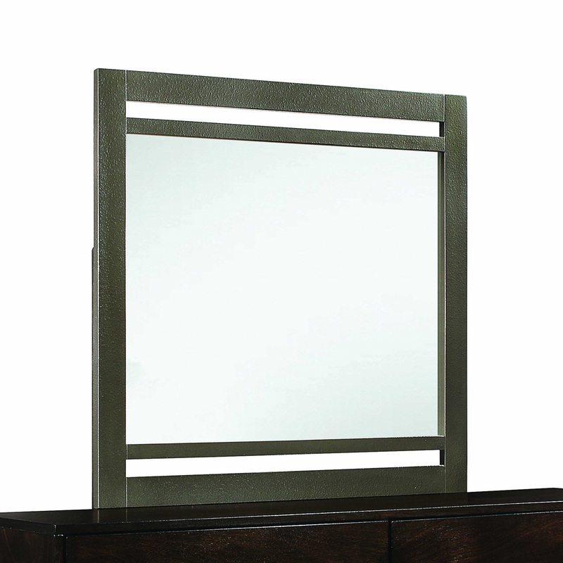 HomeRoots Wooden Transitional Rectangular Mirror in Walnut Brown Finish