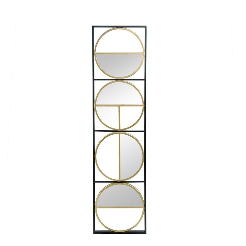 A&B Home 12" x 47" Bundle of 20 Rectangular Black Metal Frame & Four Circles Wall-Mounted Mirror