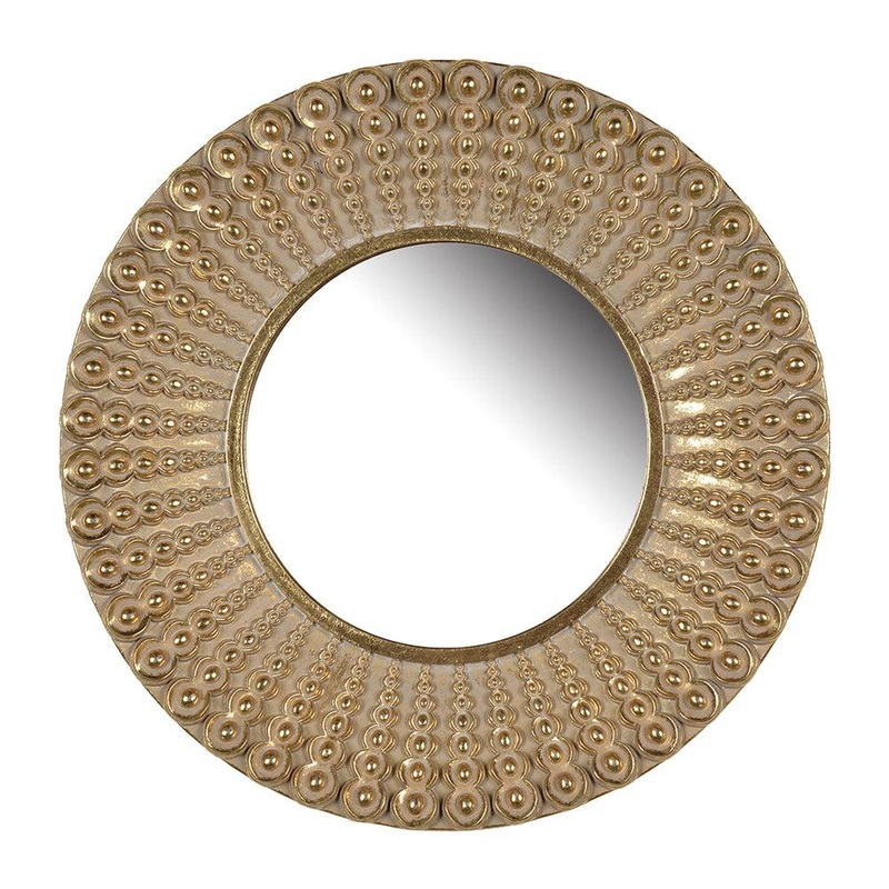 A&B Home 14" x 14" Bundle of 72 Round Beaded Gold Polyresin Frame Wall-Mounted Mirror