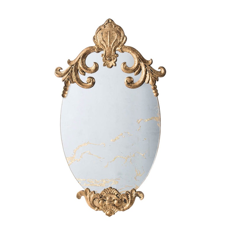 A&B Home 15" x 26" Bundle of 40 Decorative Oval Shape Antique Gold Resin Frame Wall-Mounted Mirror With Ornate Design