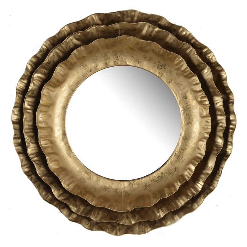 A&B Home 16" x 16" Bundle of 42 Round Layered Metallic Gold Metal Frame Wall-Mounted Mirror