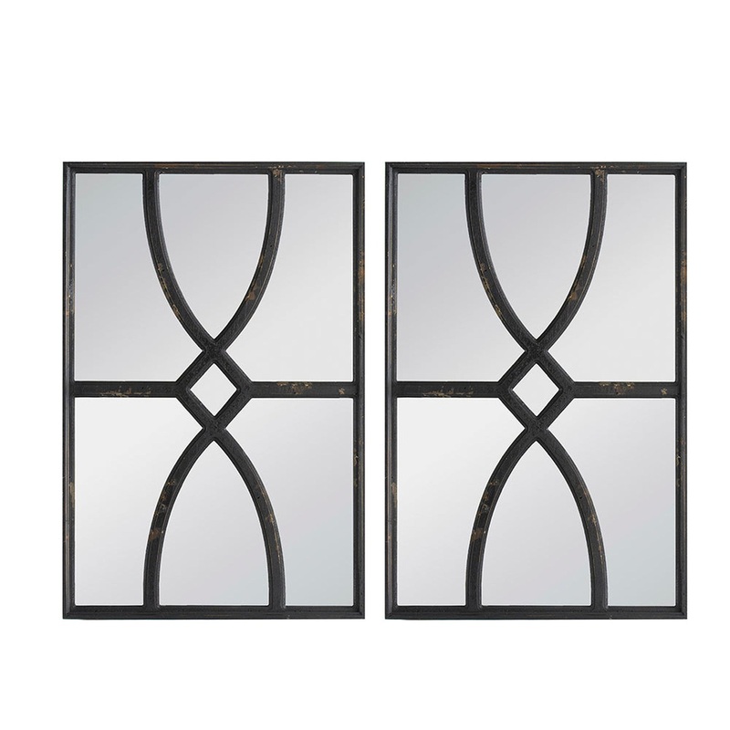 A&B Home 16" x 24" Bundle of 20 Two Rectangular Carved Distressed Black Wood Frame Wall-Mounted Mirror
