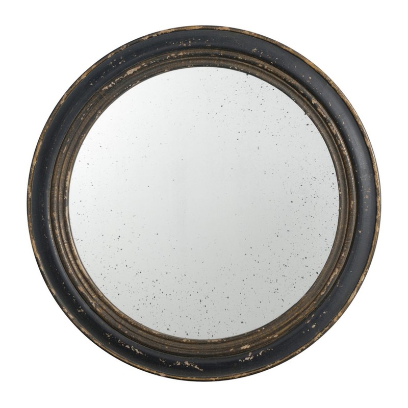 A&B Home 24" x 24" Bundle of 23 Round Black and Brown Antique Wood Frame Wall-Mounted Mirror