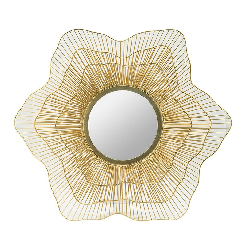 A&B Home 27" x 27" Bundle of 16 Gold Flower-Like Design Metal Frame Wall-Mounted Mirror