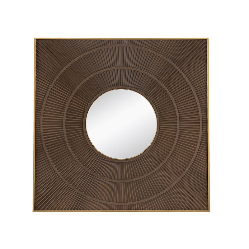 A&B Home 40" x 40" Bundle of 9 Square Shape Rich Brown Carved Frame Wall-Mounted Mirror With Pleated Design