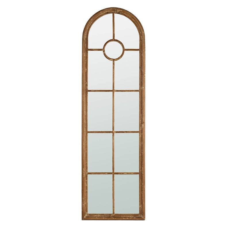 A&B Home Ada 24" x 74" Bundle of 8 Half-Round Elongated Distressed White Wash Wood Frame Wall-Mounted Mirror