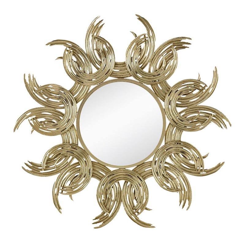 A&B Home Aurelie 37" x 37" Bundle of 9 Round Gold Metal Frame Wall-Mounted Mirror