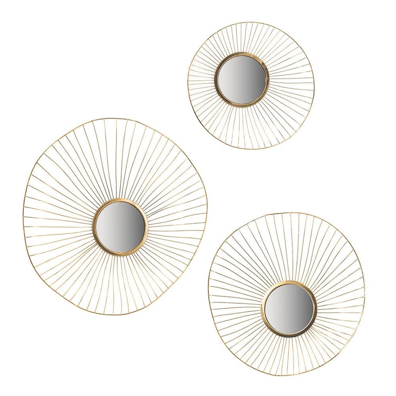 A&B Home Chester 7" x 7" Bundle of 15 Set of 3 Gold Metal Frame Wall-Mounted Mirror