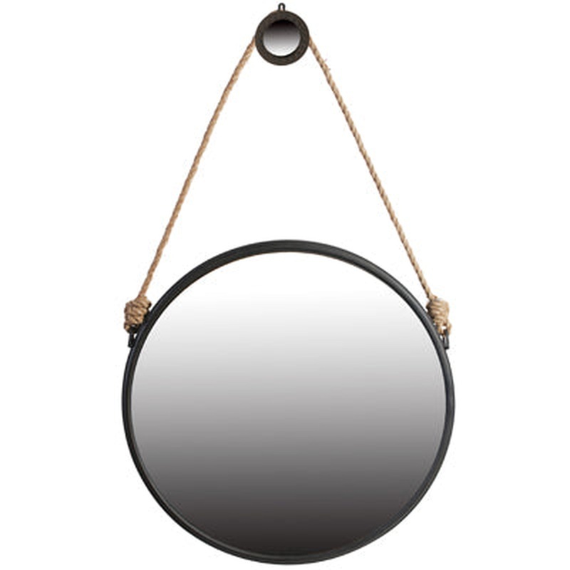 A&B Home Cleveland 30" x 30" Bundle of 15 Black Metal Frame Round Shape Wall-Mounted Mirror With Rope Strap