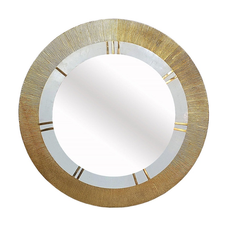 A&B Home Nolan 36" x 36" Bundle of 4 Round Shape Gold Ruffled Aluminum Frame Wall-Mounted Mirror