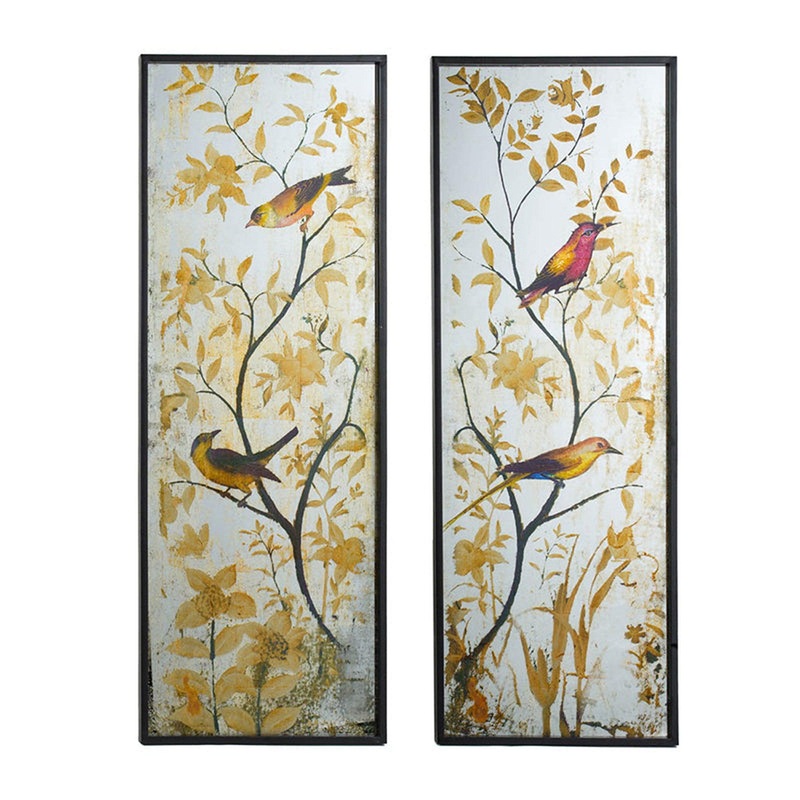 A&B Home 17" x 47" Bundle of 8 Rectangular Two Panel Set Black Wooden Framed Decorative Wall-Mounted Mirror