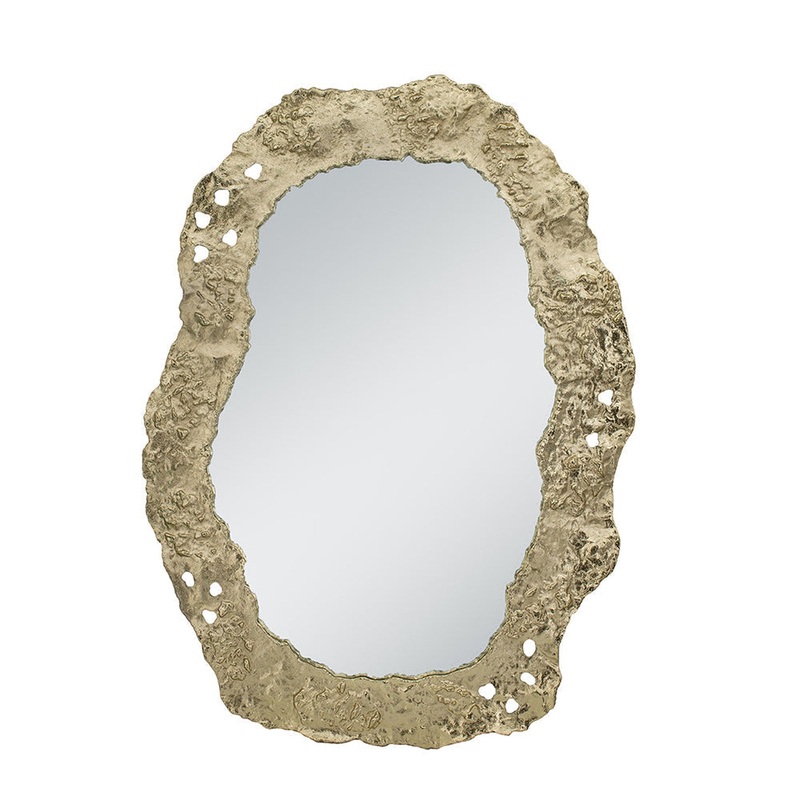 A&B Home 25" x 35" Bundle of 6 Irregular Oval Antique Brass Framed Wall-Mounted Mirror