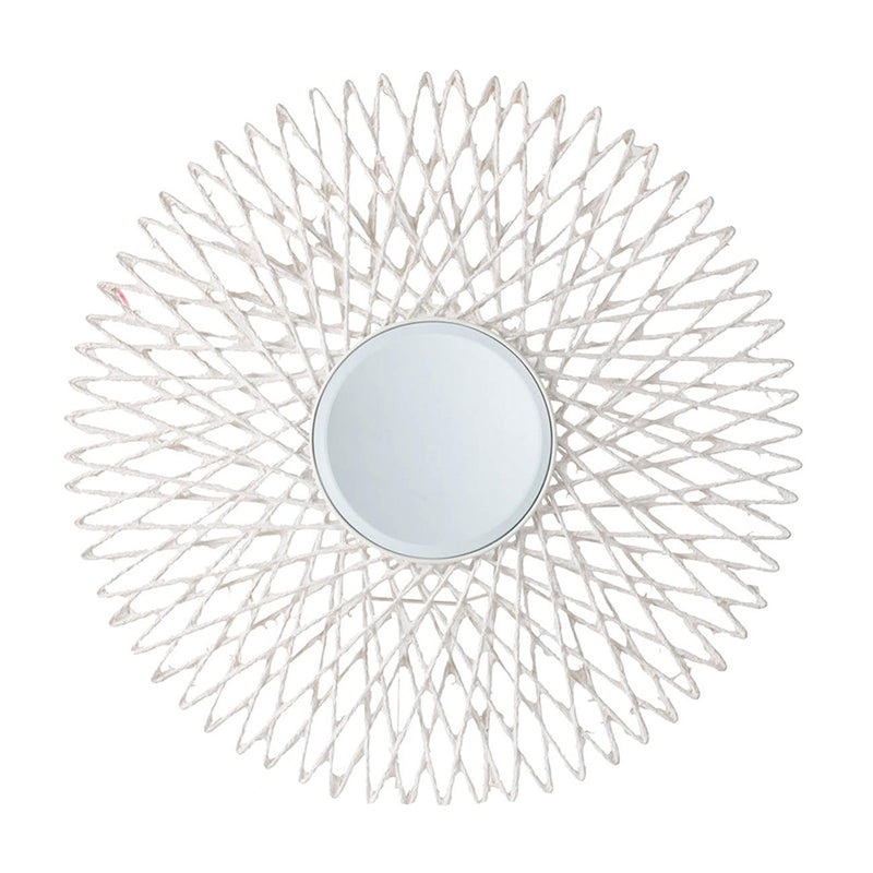 A&B Home 30" x 30" Bundle of 16 Circular Starburst White and Black Framed Wall-Mounted Mirror