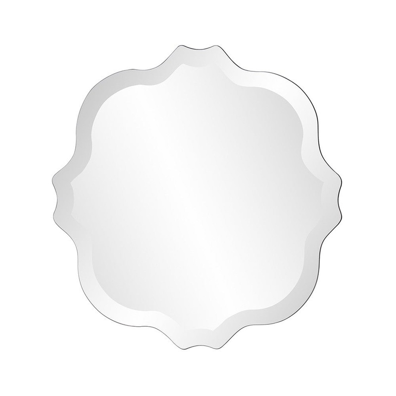 HomeRoots Square Frameless Mirror with Scallop Edges