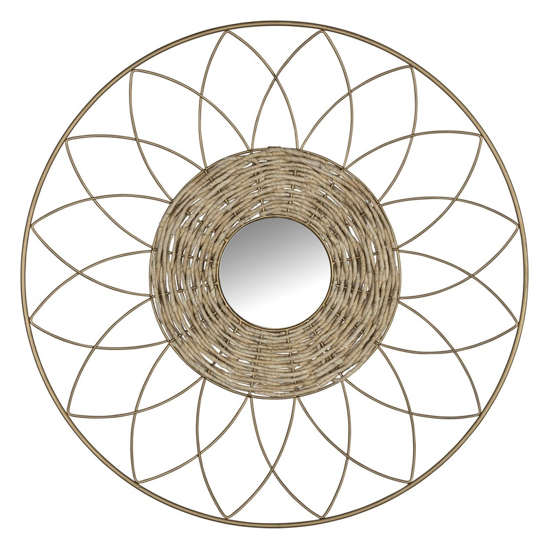 HomeRoots Wooden Sunflower Round Wall Mirror