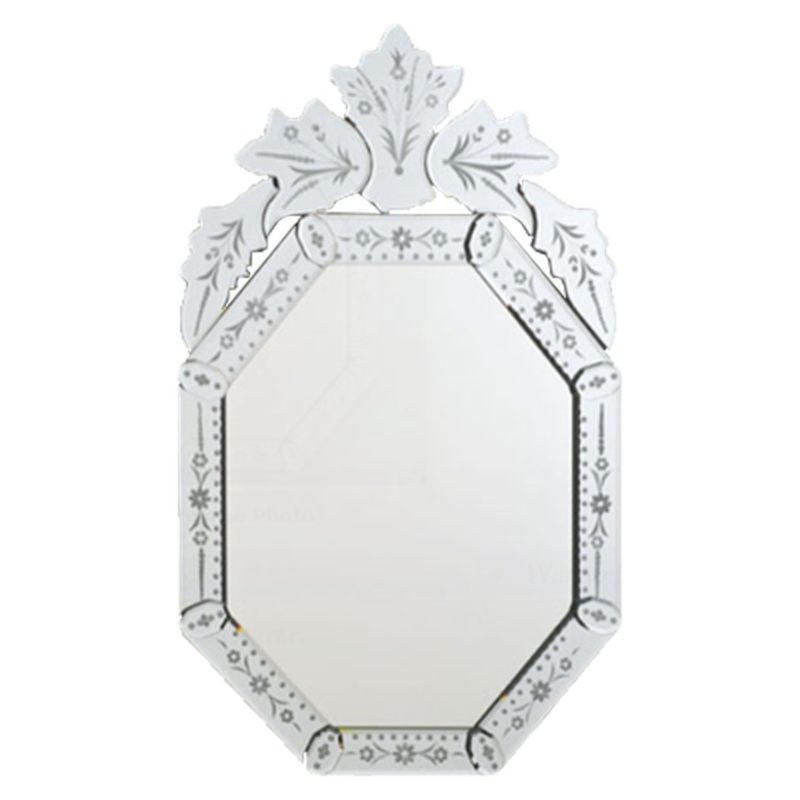Afina 20" x 32" Radiance Venetian Octagon Cut Glass and Etched Wall Mirror