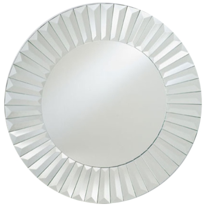 Afina 24" Radiance Venetian Round Cut Glass and Etched Wall Mirror