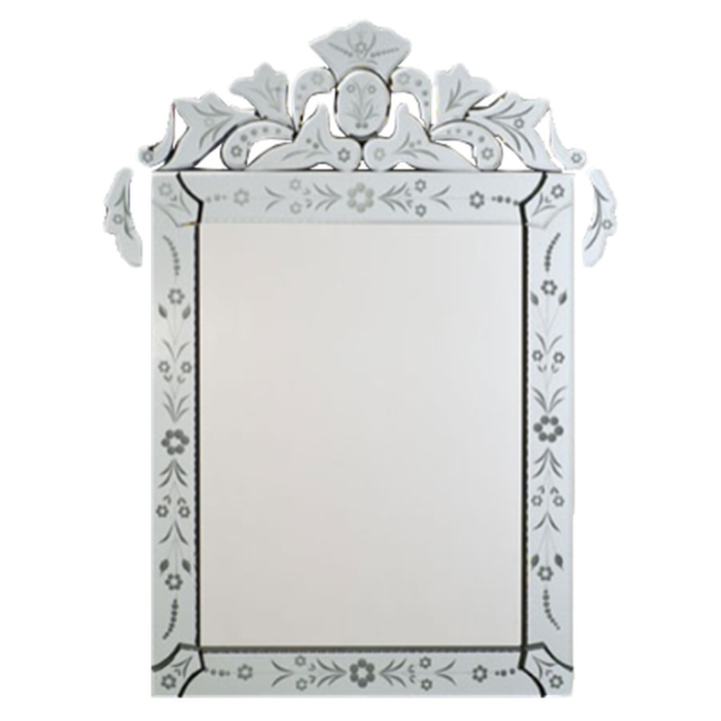 Afina 26" x 36" Radiance Venetian Rectangular Cut Glass and Etched Wall Mirror