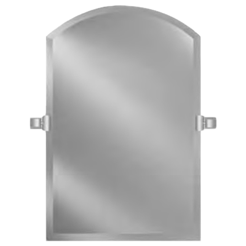 Afina Radiance 16" x 25" Arch Top Frameless Beveled Wall Mirror With Polished Chrome Contemporary Tilt Bracket