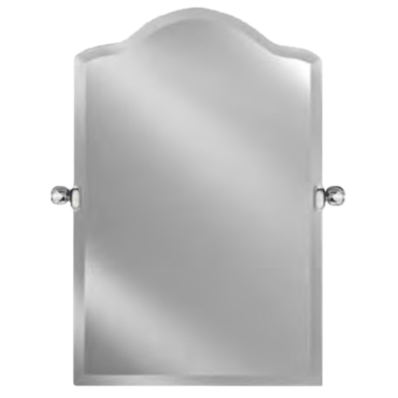 Afina Radiance 16" x 25" Scallop Top Frameless Beveled Wall Mirror With Polished Chrome Traditional Tilt Bracket