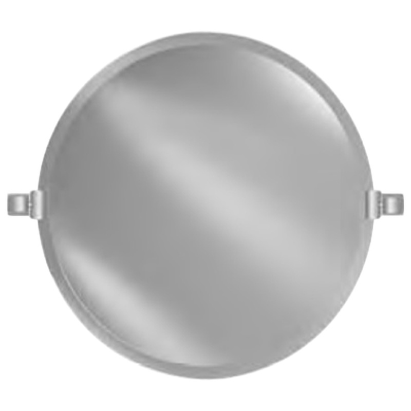 Afina Radiance 18" Round Frameless Beveled Wall Mirror With Polished Chrome Traditional Tilt Bracket