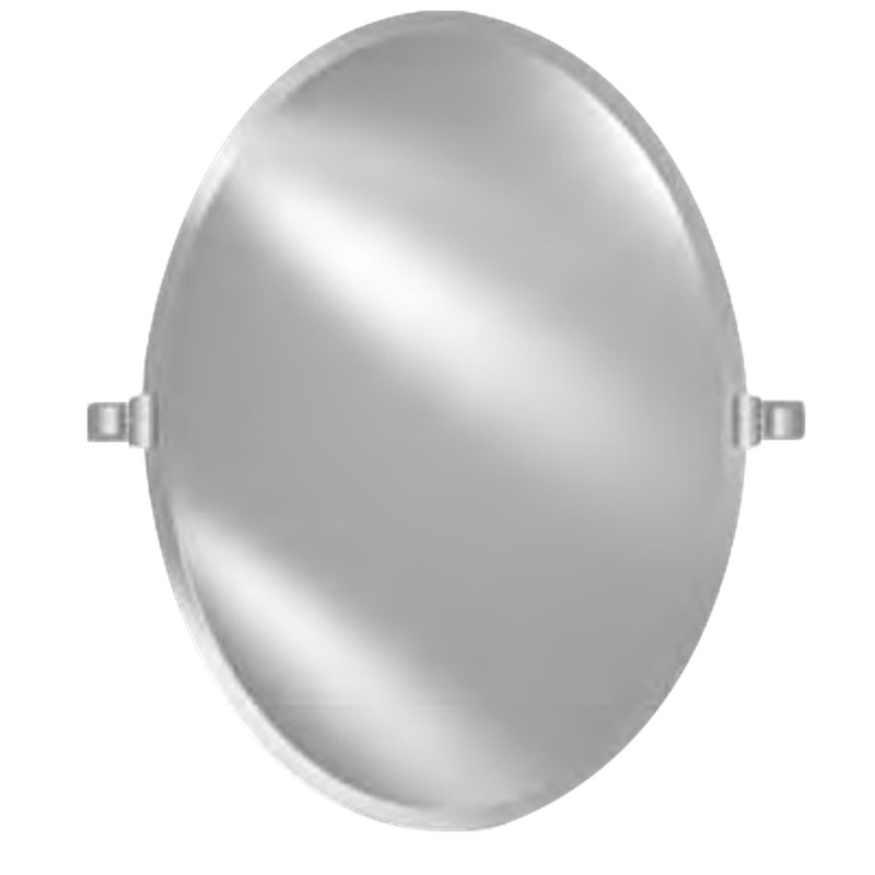 Afina Radiance 18" x 26" Oval Frameless Beveled Wall Mirror With Polished Chrome Traditional Tilt Bracket