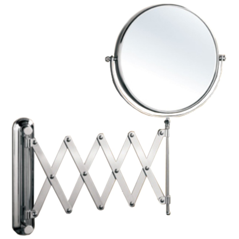 Afina 8" Polished Chrome Round Scissor Design Double Sided Wall Mount Makeup Mirror
