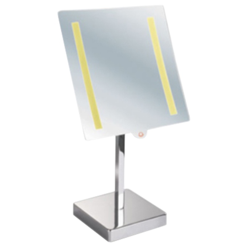 Afina 8" x 8" Polished Chrome 5X Magnification Battery Operated Lighted Table Makeup Mirror