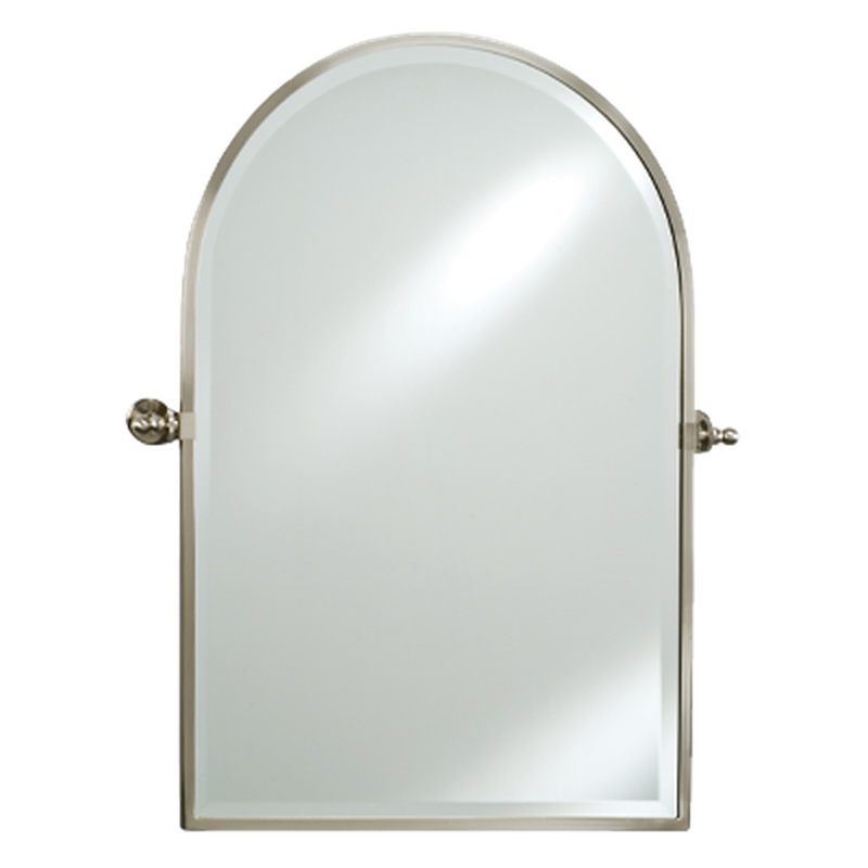 Afina Radiance 20" x 30" Polished Chrome Arch Top Framed Bevel Mirror With Gear Style Tilt Mounting Bracket