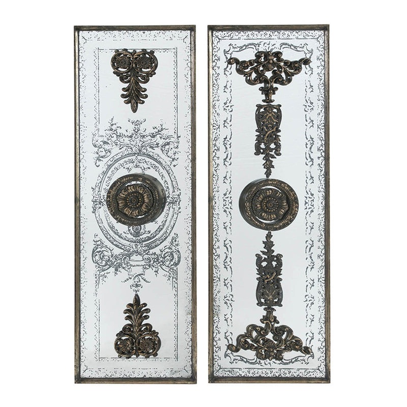 A&B Home 16" x 48" Bundle of 9 Set of Two Rectangular Aged Bronze Two Doorway Past Wall-Mounted Mirror Panel