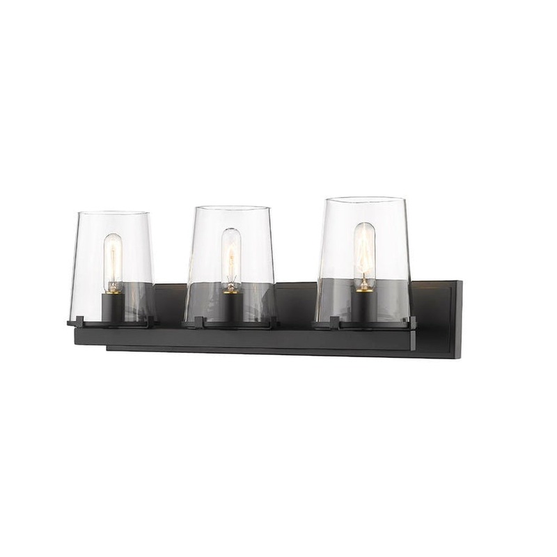 Z-Lite Callista 28" 3-Light Matte Black Vanity Light With Clear Glass Shade