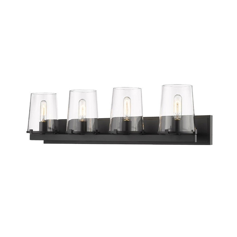 Z-Lite Callista 38" 4-Light Matte Black Vanity Light With Clear Glass Shade