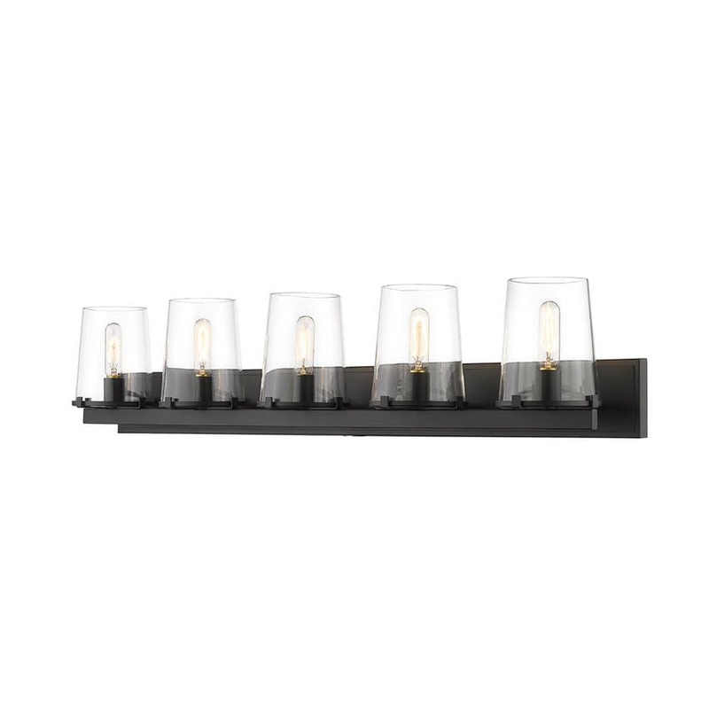 Z-Lite Callista 47" 5-Light Matte Black Vanity Light With Clear Glass Shade