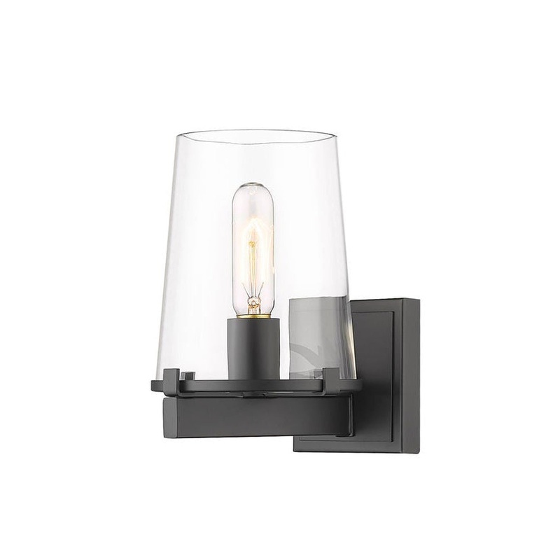 Z-Lite Callista 7" 1-Light Matte Black Vanity Light With Clear Glass Shade